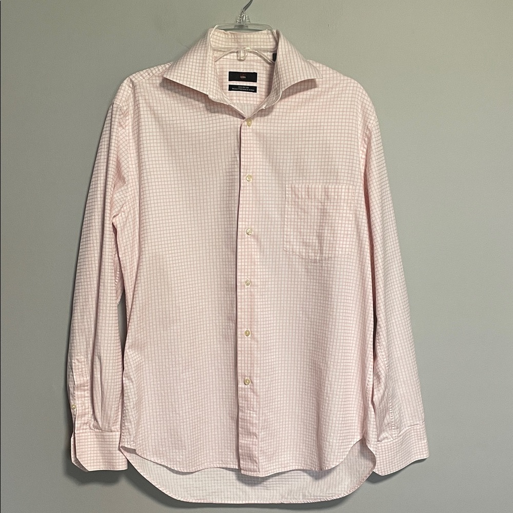 Zara Pink and White Cotton Button Down Shirt Neck 16